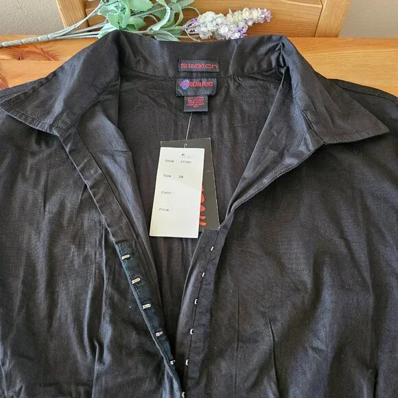 American Flirt - Women's Basic T-Shirts 3-/4 Sleeve Size 2X Black - Picture 7 of 8